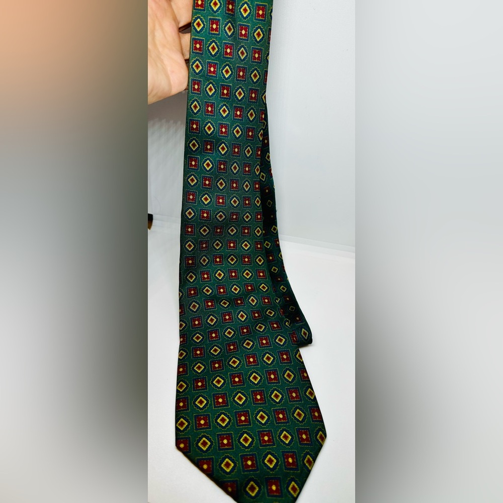 Fendi Teal Silk Geometric Medallion Tie